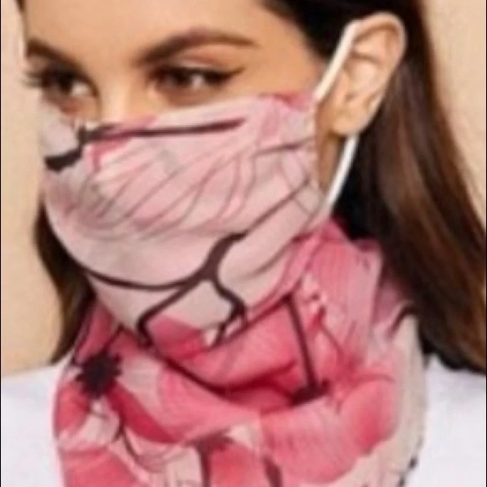 Pretty Flowy Chiffon Face Mask Scarf Combination
